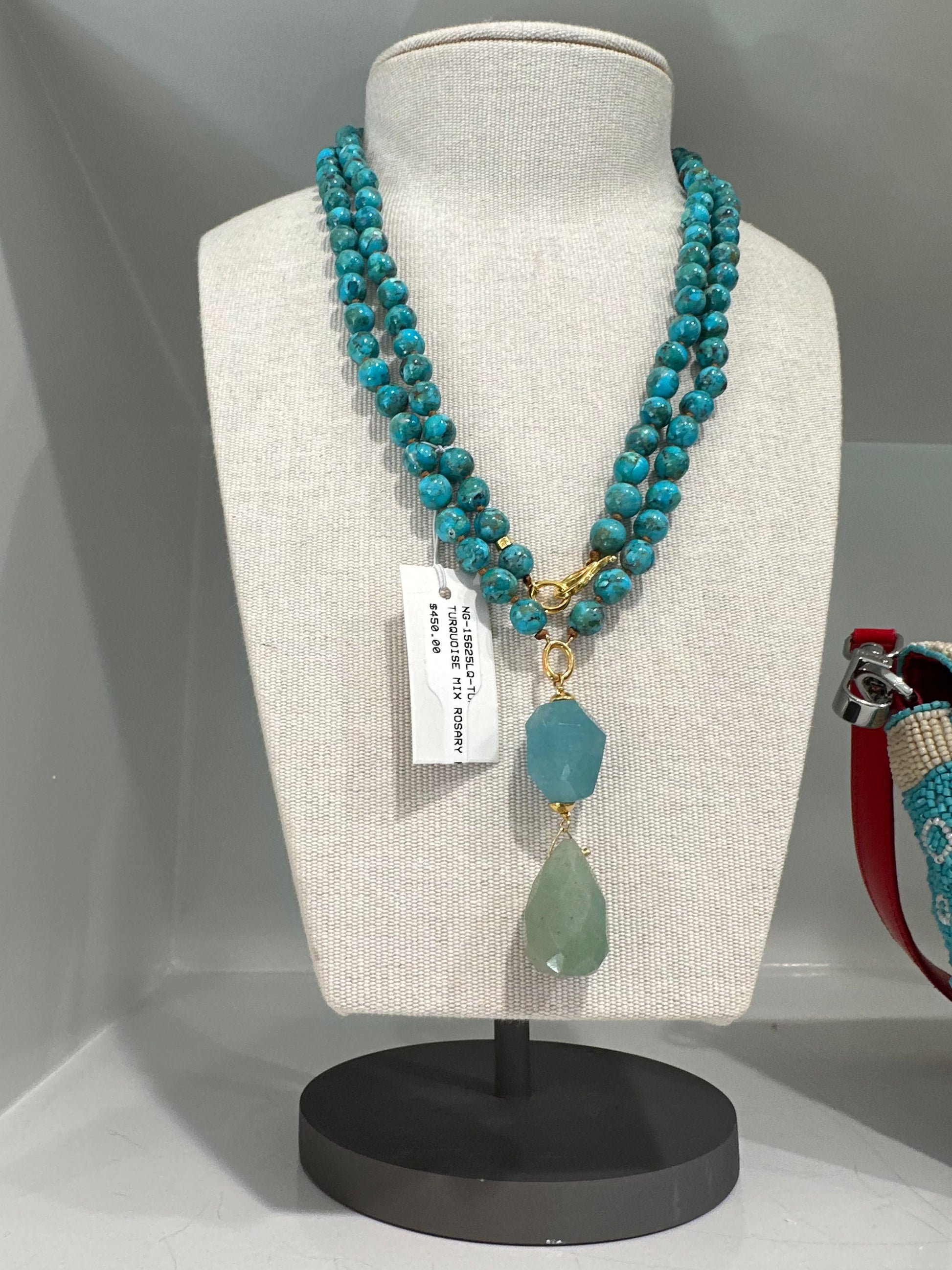Turquoise Mix Rosary Necklace-Jewelry-Uniquities