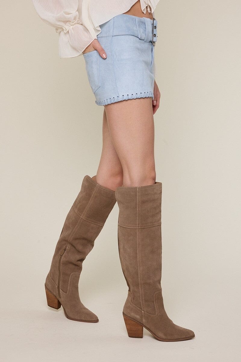 Suede Buckle Mini Skort-Bottoms-Uniquities