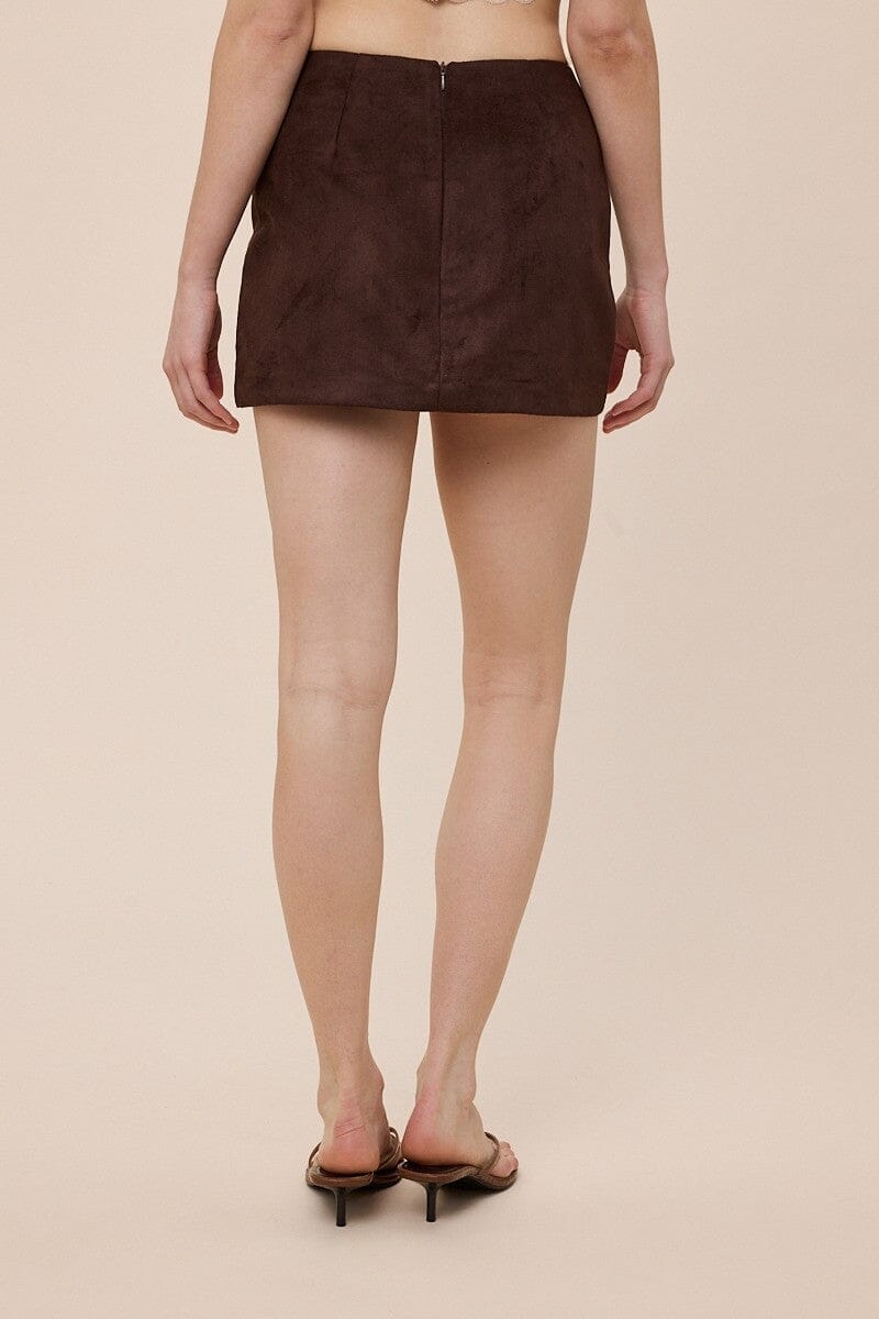 Suede Side Slit Mini Skort-Bottoms-Uniquities