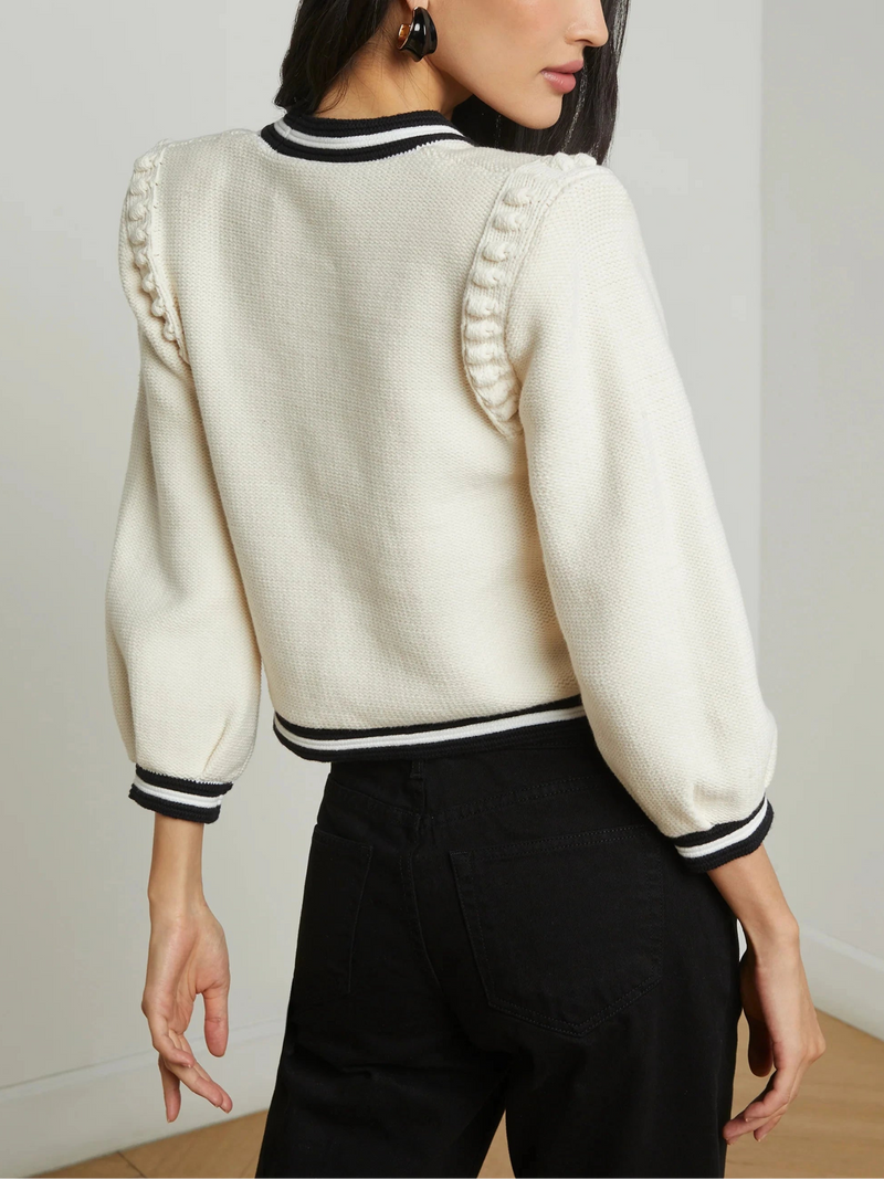 Kaito Contrast Trim Crop Cardi-Sweaters-Uniquities