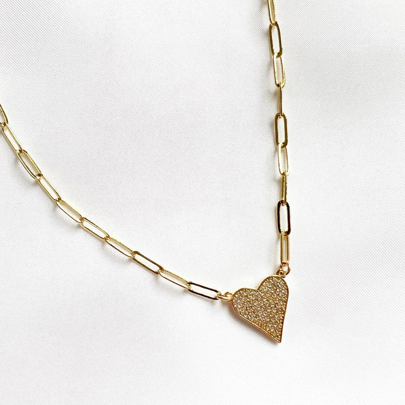 Stay True Pave Heart Necklace-Jewelry-Uniquities