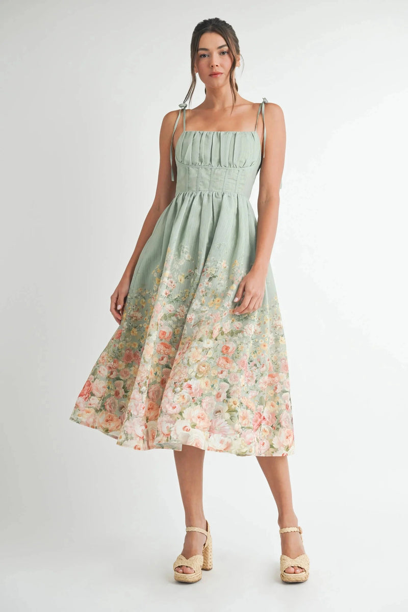 Amelia Flora Midi Dress-Dresses-Uniquities