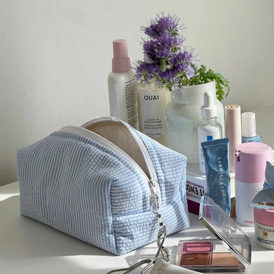 Seersucker Cosmetic Bag-Accessories-Uniquities