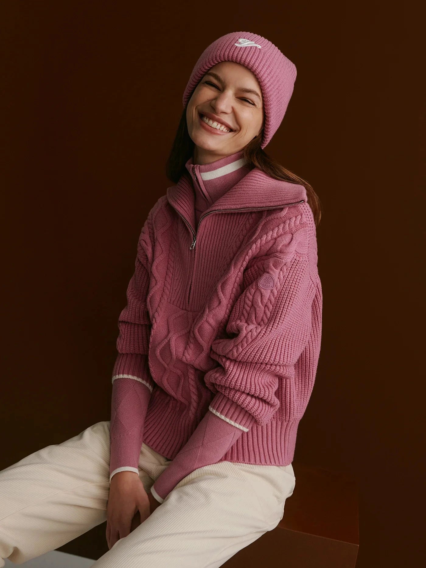 Didi Relaxed Cable Half Zip-Sweaters-Uniquities