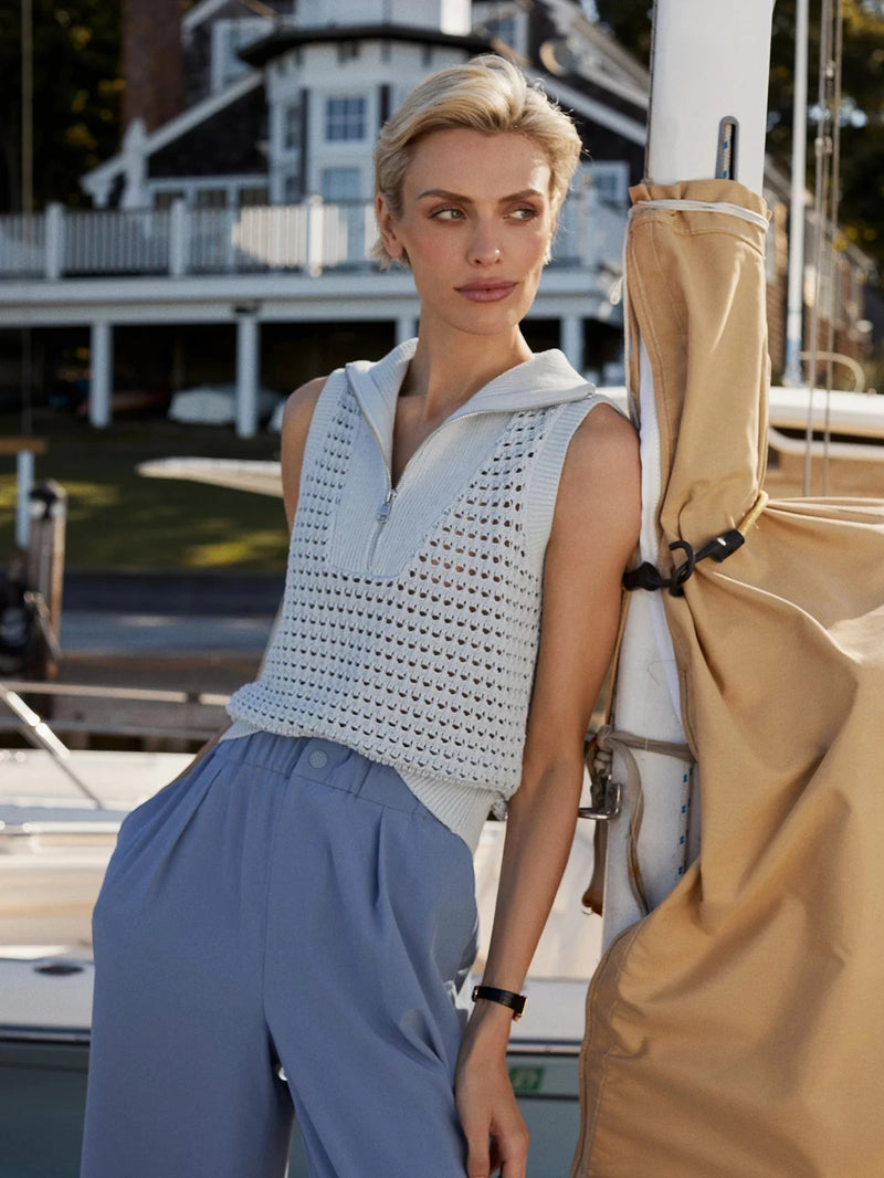 Bains Half Zip Tank-Sweaters-Uniquities