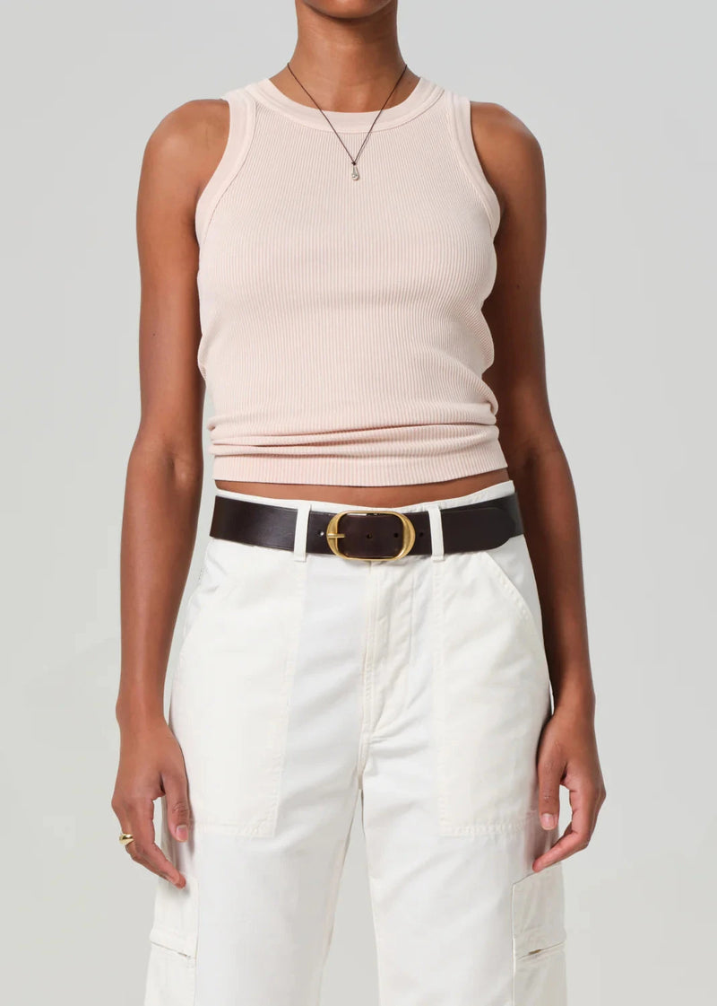 Isabel Rib Tank in Muted Rose-Tee Shirts-Uniquities