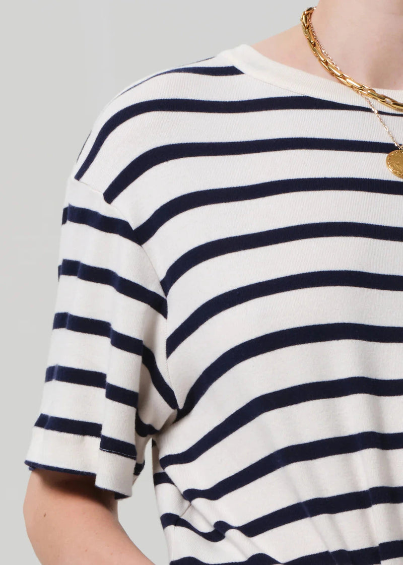 Goldie Tee in Azure Stripe-Tee Shirts-Uniquities