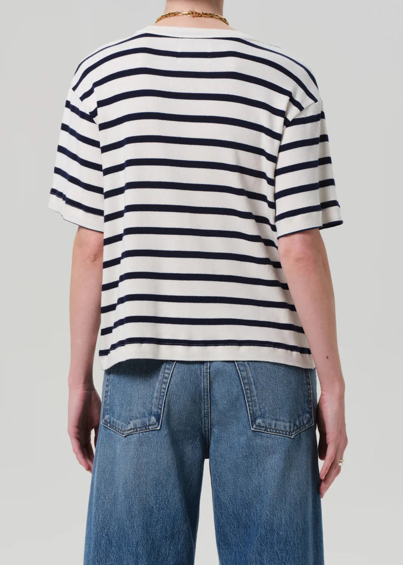Goldie Tee in Azure Stripe-Tee Shirts-Uniquities