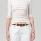 3/4 Sleeve Boat Neck Slim Tee-Tops/Blouses-Uniquities