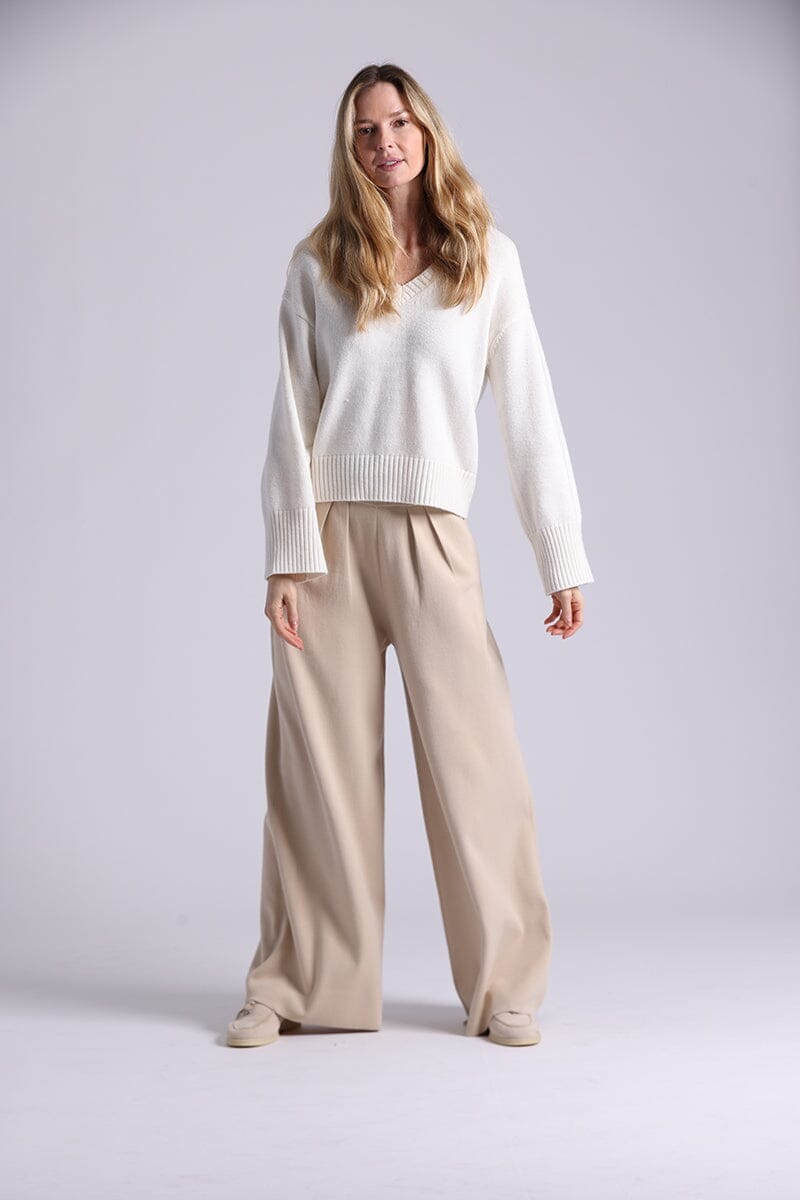 Luxe Cotton Blend Boxy V-Sweaters-Uniquities