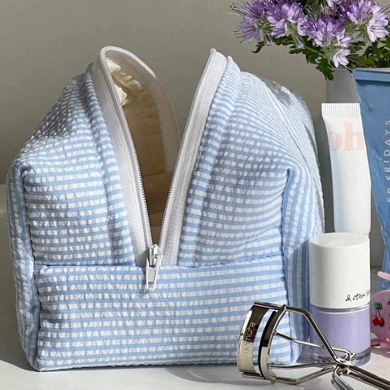 Seersucker Cosmetic Bag-Accessories-Uniquities