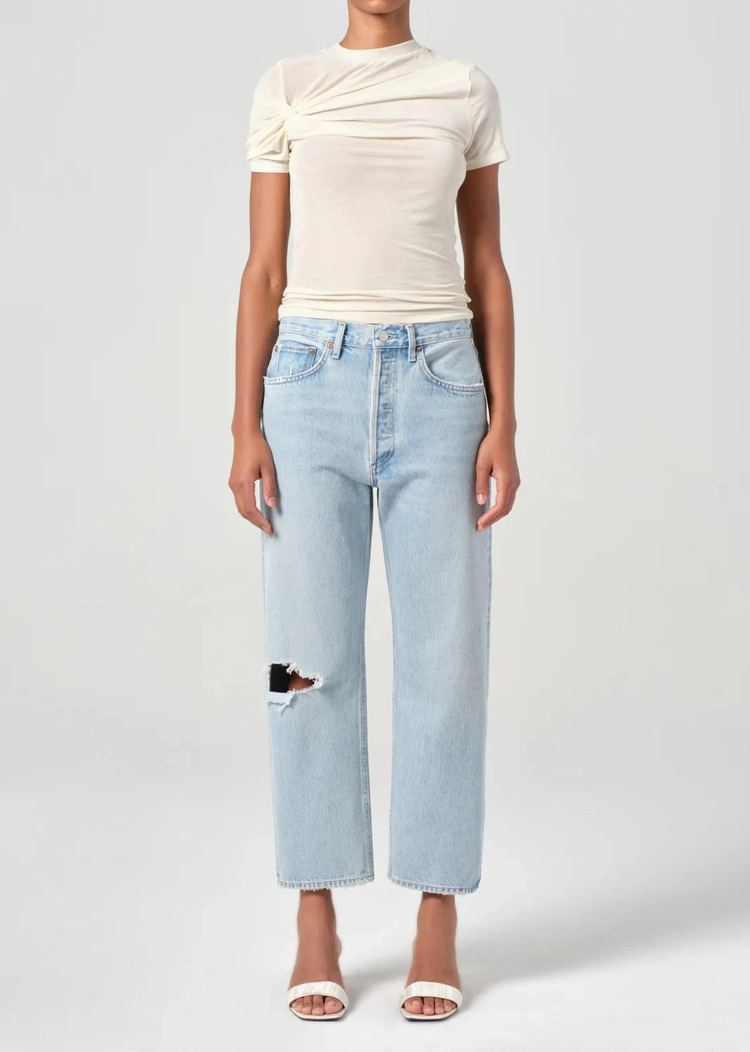 90's Crop Mid Rise Loose Straight Jeans-Denim-Uniquities