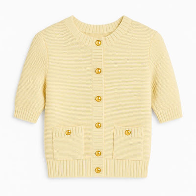 Button Front Elbow Sleeve Jacket-Tops/Blouses-Uniquities