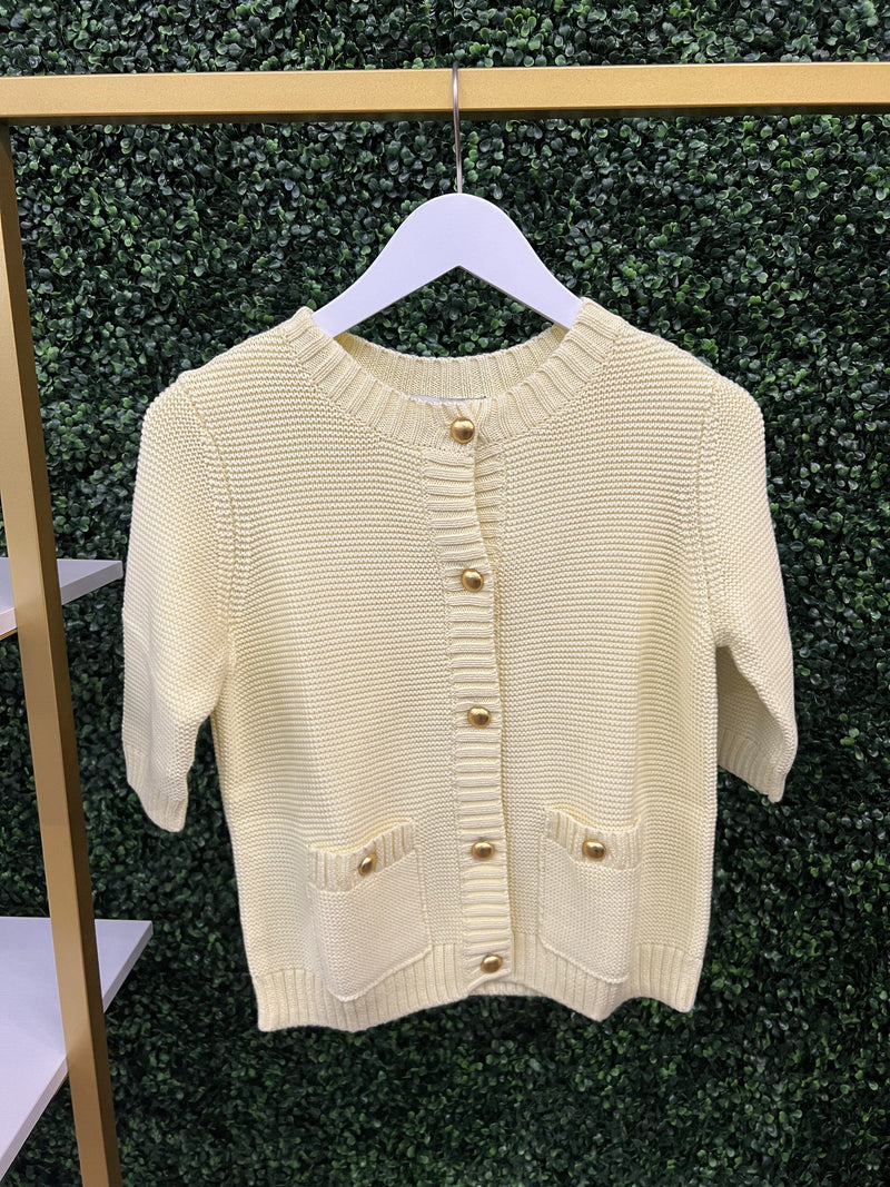 Button Front Elbow Sleeve Jacket-Tops/Blouses-Uniquities