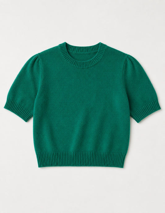 Short Sleeve Cropped Crew-Sweaters-Uniquities