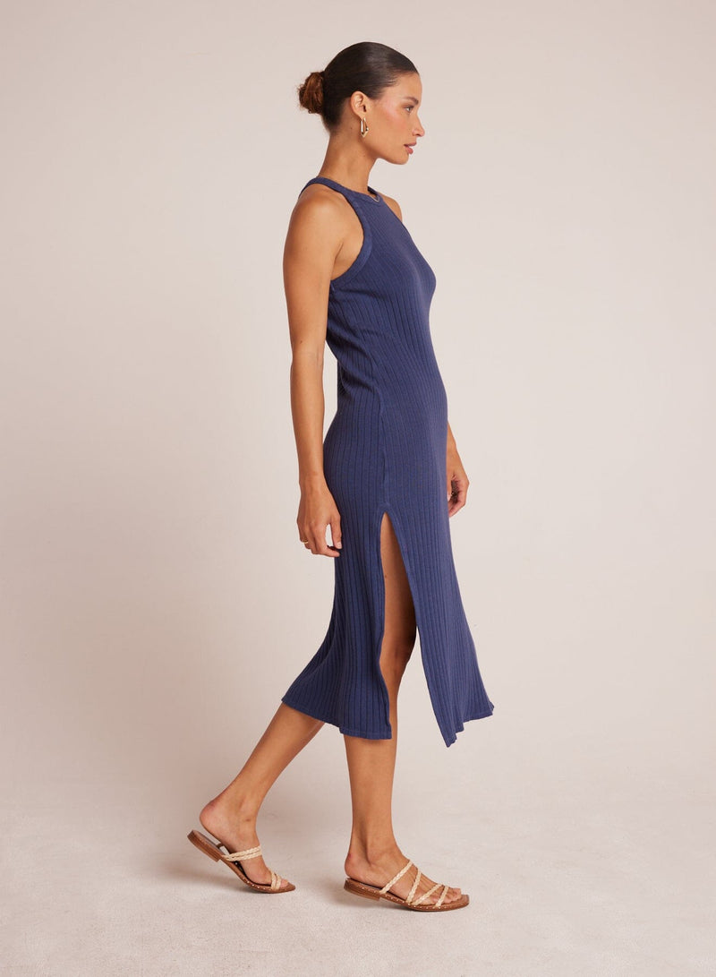 Fitted Halter Midi Dress-Dresses-Uniquities
