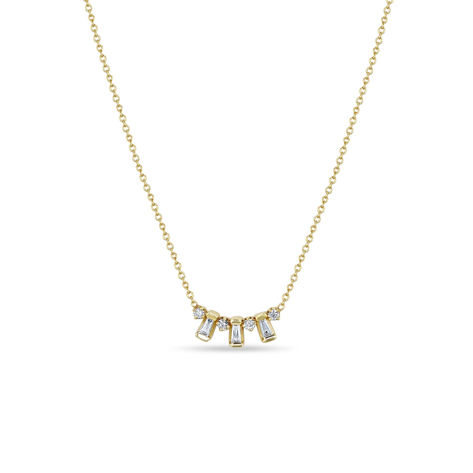 14k Tapered Baguettes Necklace-Jewelry-Uniquities