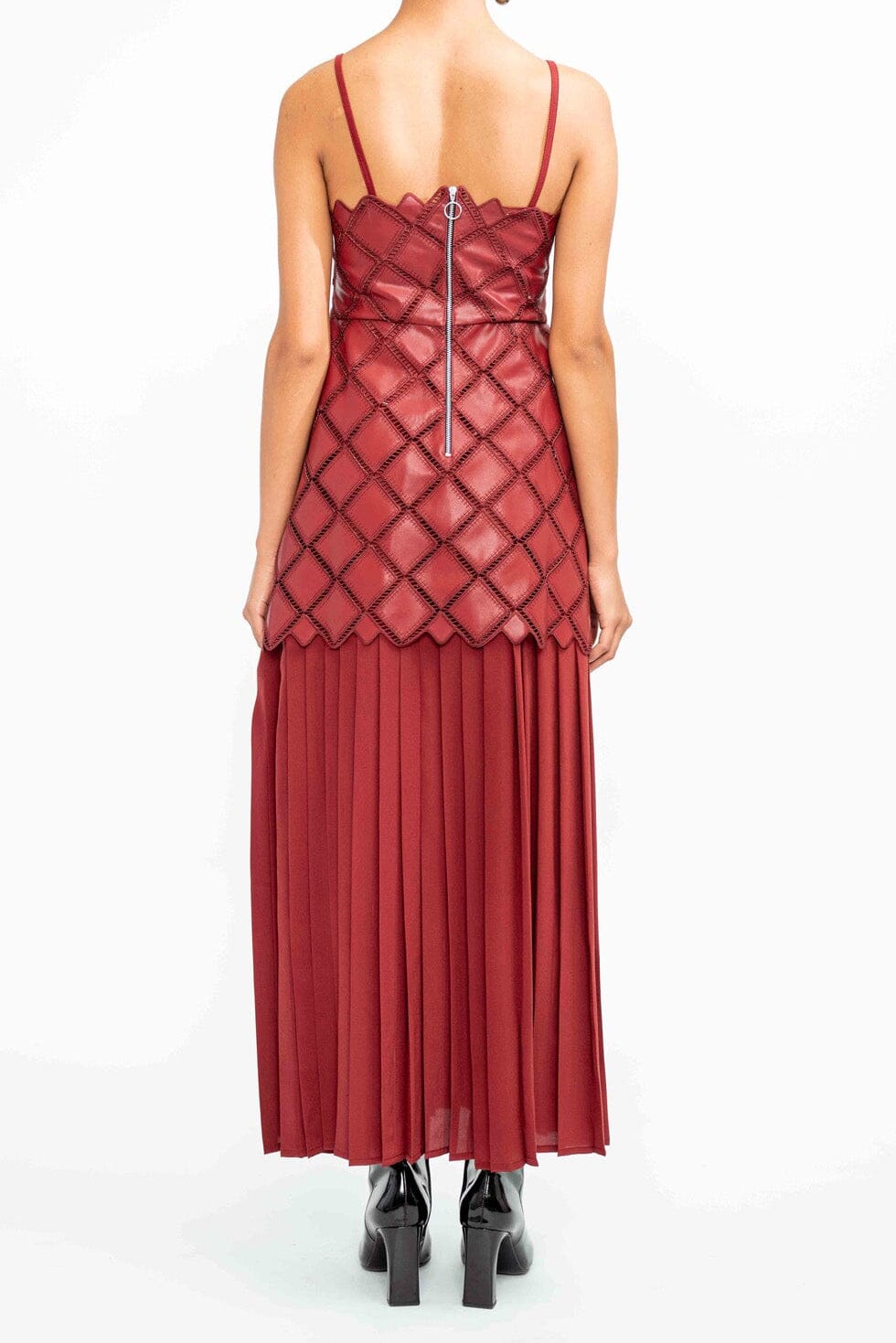 Lattice Quilt Pleat Dress-Dresses-Uniquities