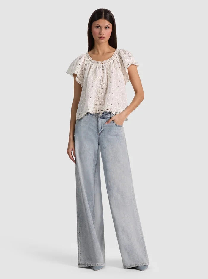 Odette Flutter Sleeve Top-Tops/Blouses-Uniquities