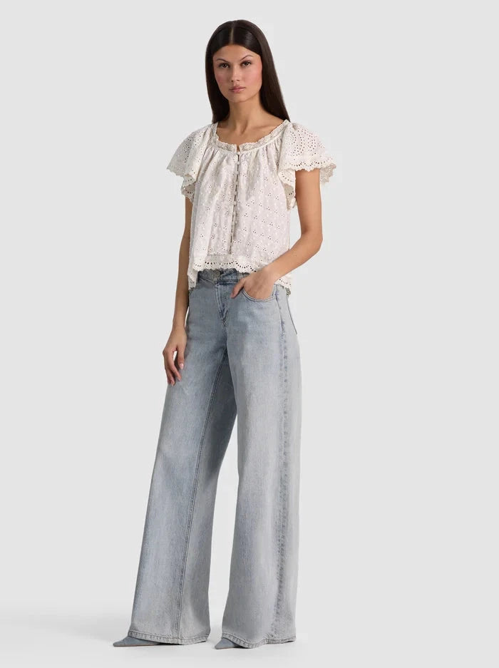 Odette Flutter Sleeve Top-Tops/Blouses-Uniquities