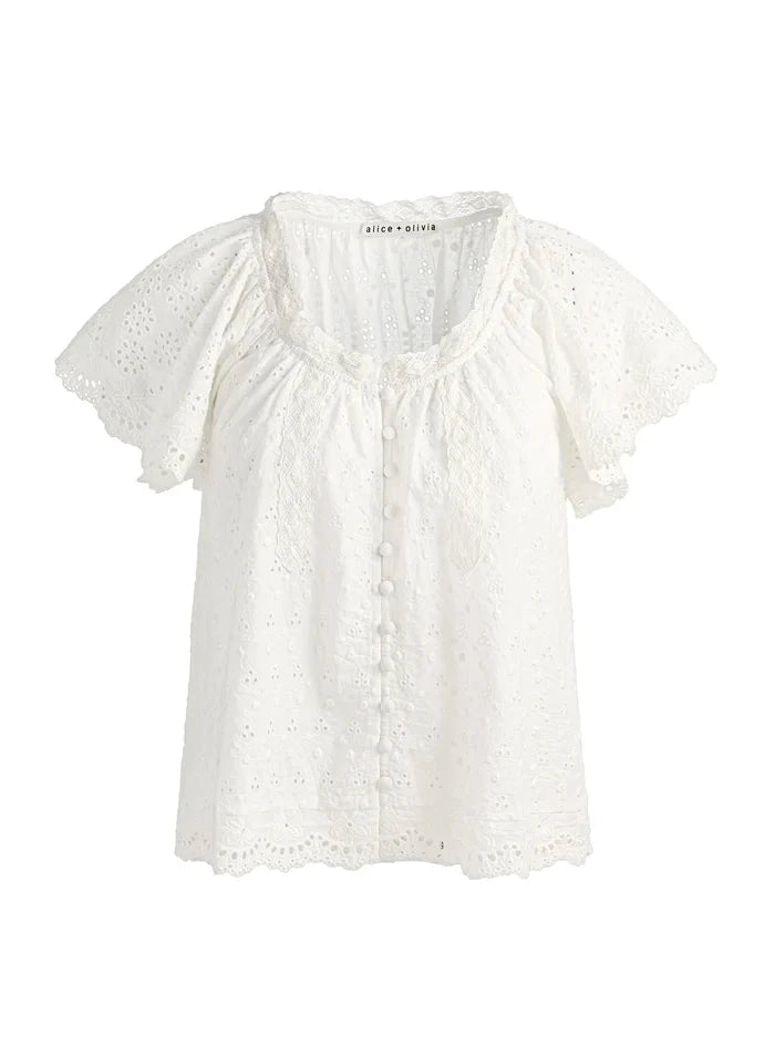 Odette Flutter Sleeve Top-Tops/Blouses-Uniquities