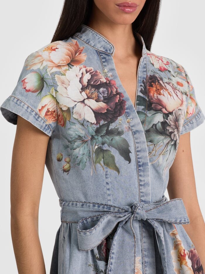 Lucy Mini Denim Shirtdress-Dresses-Uniquities
