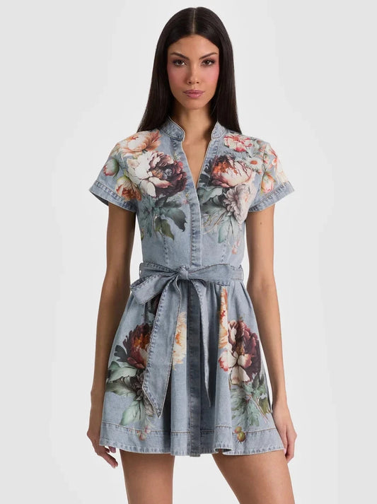 Lucy Mini Denim Shirtdress-Dresses-Uniquities
