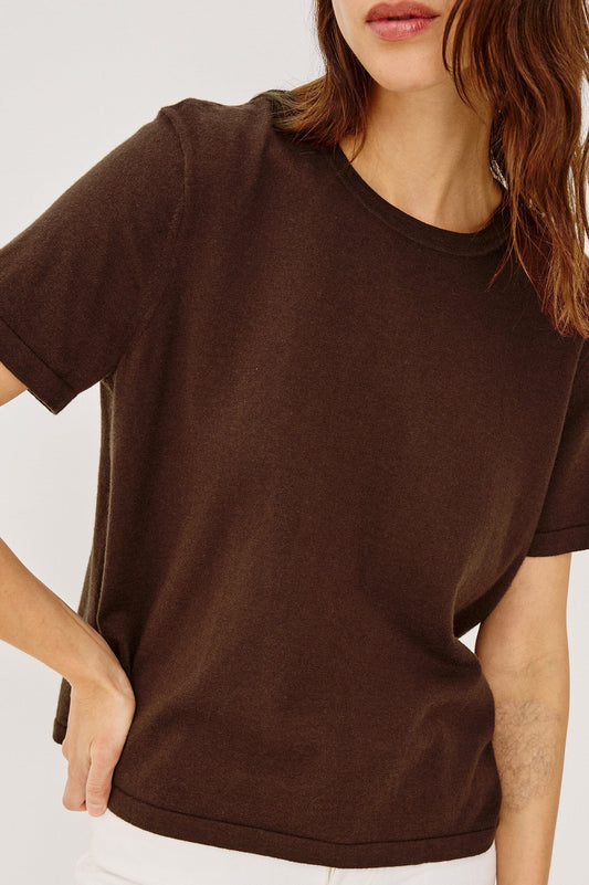 Cotton Cashmere Short Sleeve Tee-Tops/Blouses-Uniquities