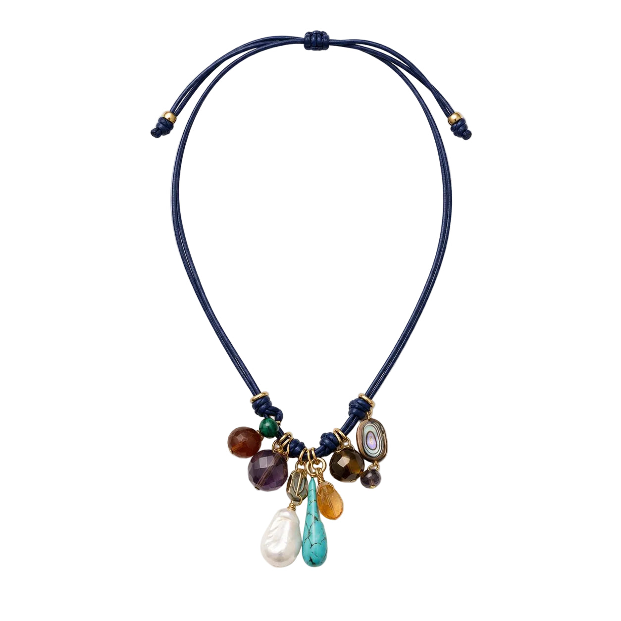 Turquoise Mix Leather Cord Necklace-Jewelry-Uniquities