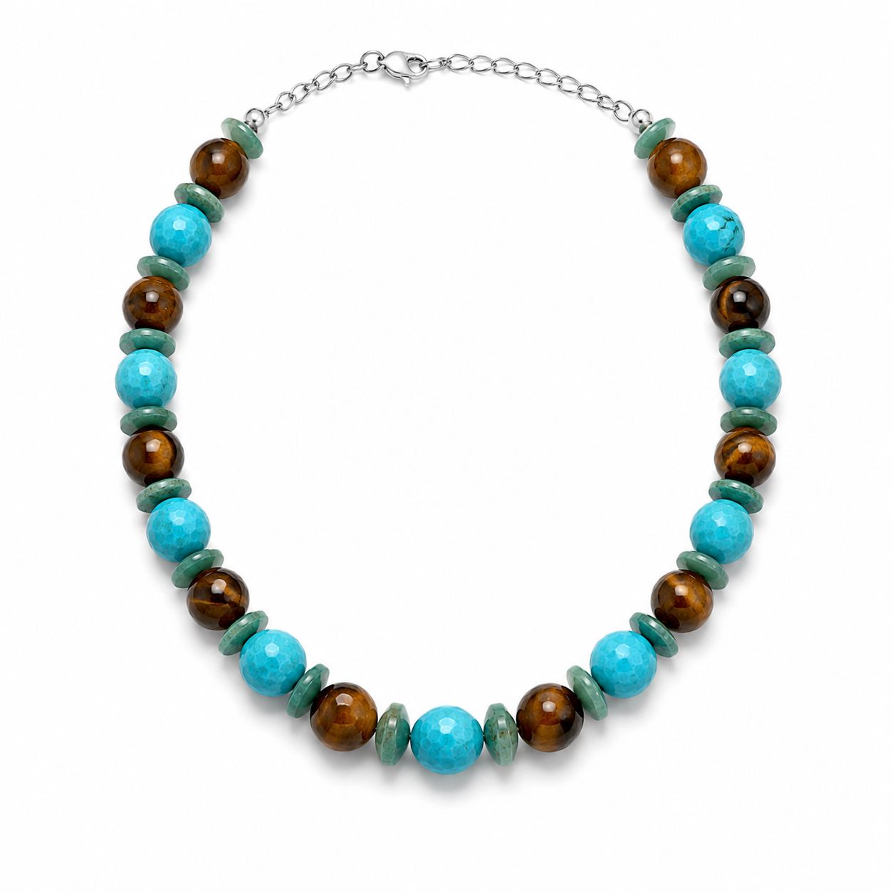 Turquoise + Tigers Eye Necklace-Jewelry-Uniquities