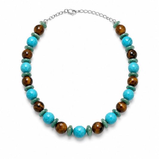 Turquoise + Tigers Eye Necklace-Jewelry-Uniquities