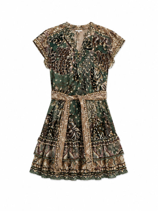 Dotted Foliage Mini Dress-Dresses-Uniquities