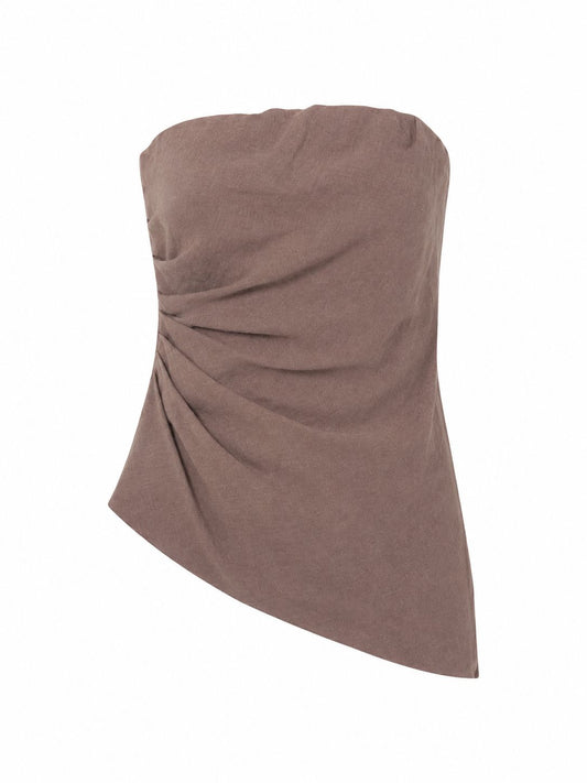 Remi Linen Asymmertrical Top-Tops/Blouses-Uniquities