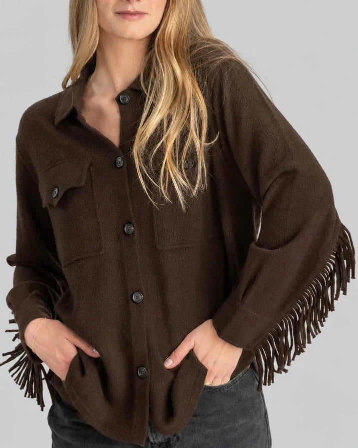 Stella Fringe Boyfriend Shirt-Tops/Blouses-Uniquities