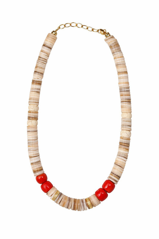 Cream Coral Sea Shell Puka Necklace-Jewelry-Uniquities