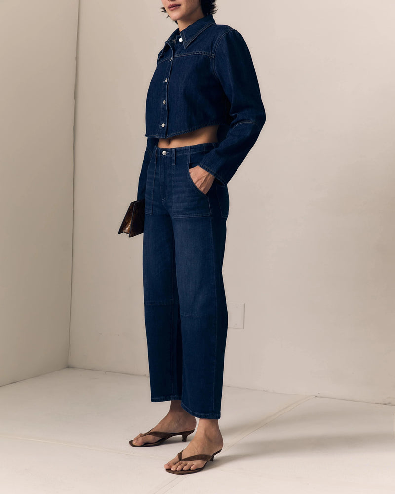 Utility Mid Rise Soft Barrel Jeans-Denim-Uniquities