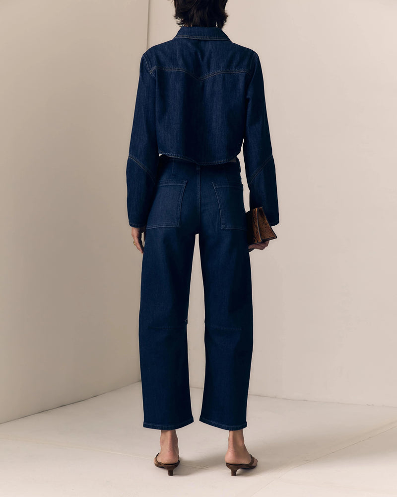 Utility Mid Rise Soft Barrel Jeans-Denim-Uniquities