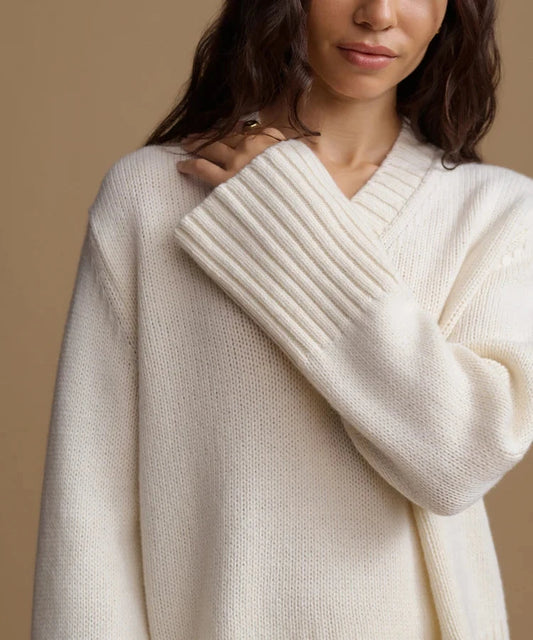 Cropped Cashmere Jet V-Neck-Sweaters-Uniquities
