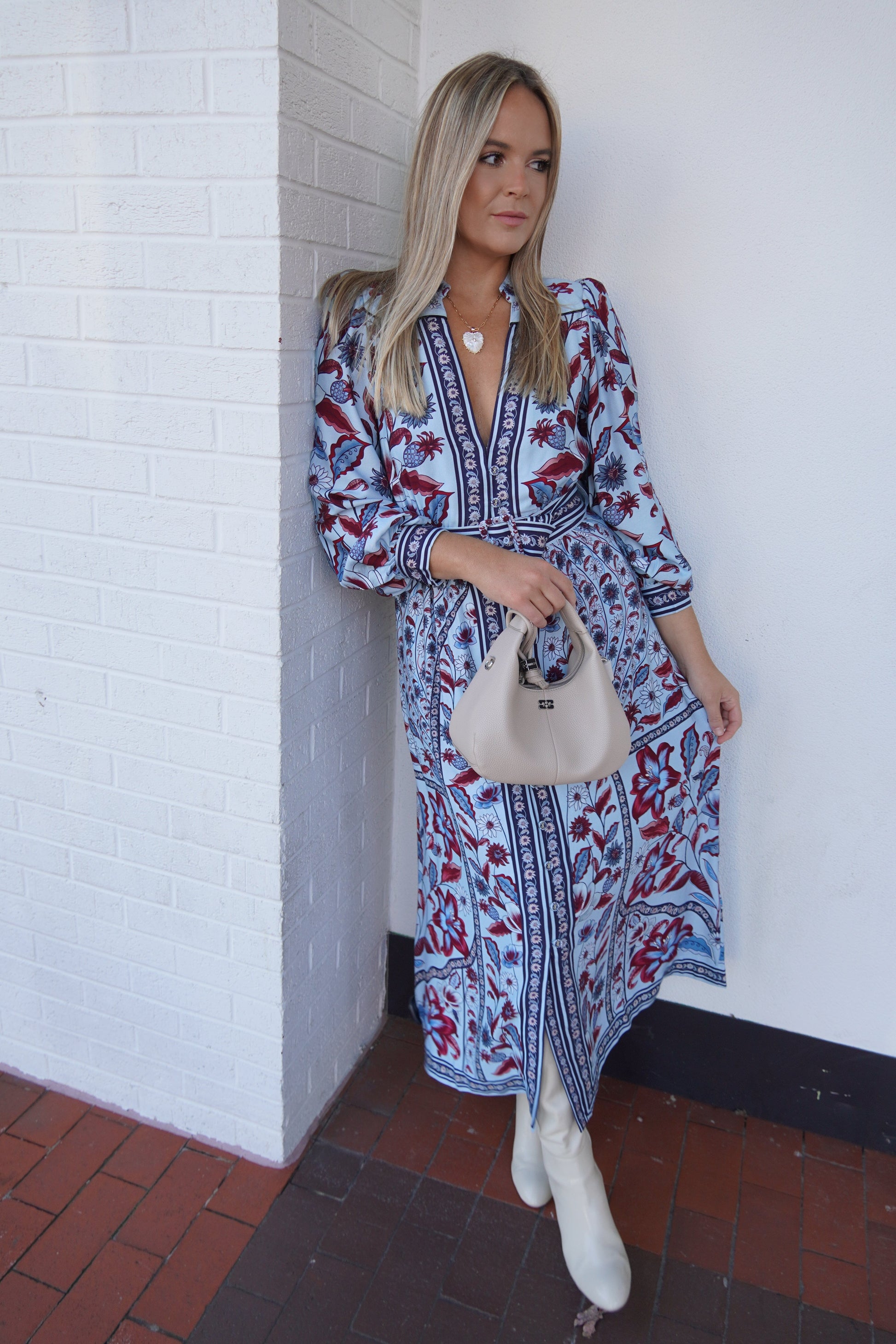 Marcelle Soft Blue Maxi Dress-Dresses-Uniquities