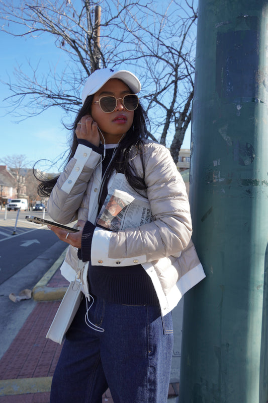 Nylon Short Collarless Jacket-Jackets-Uniquities