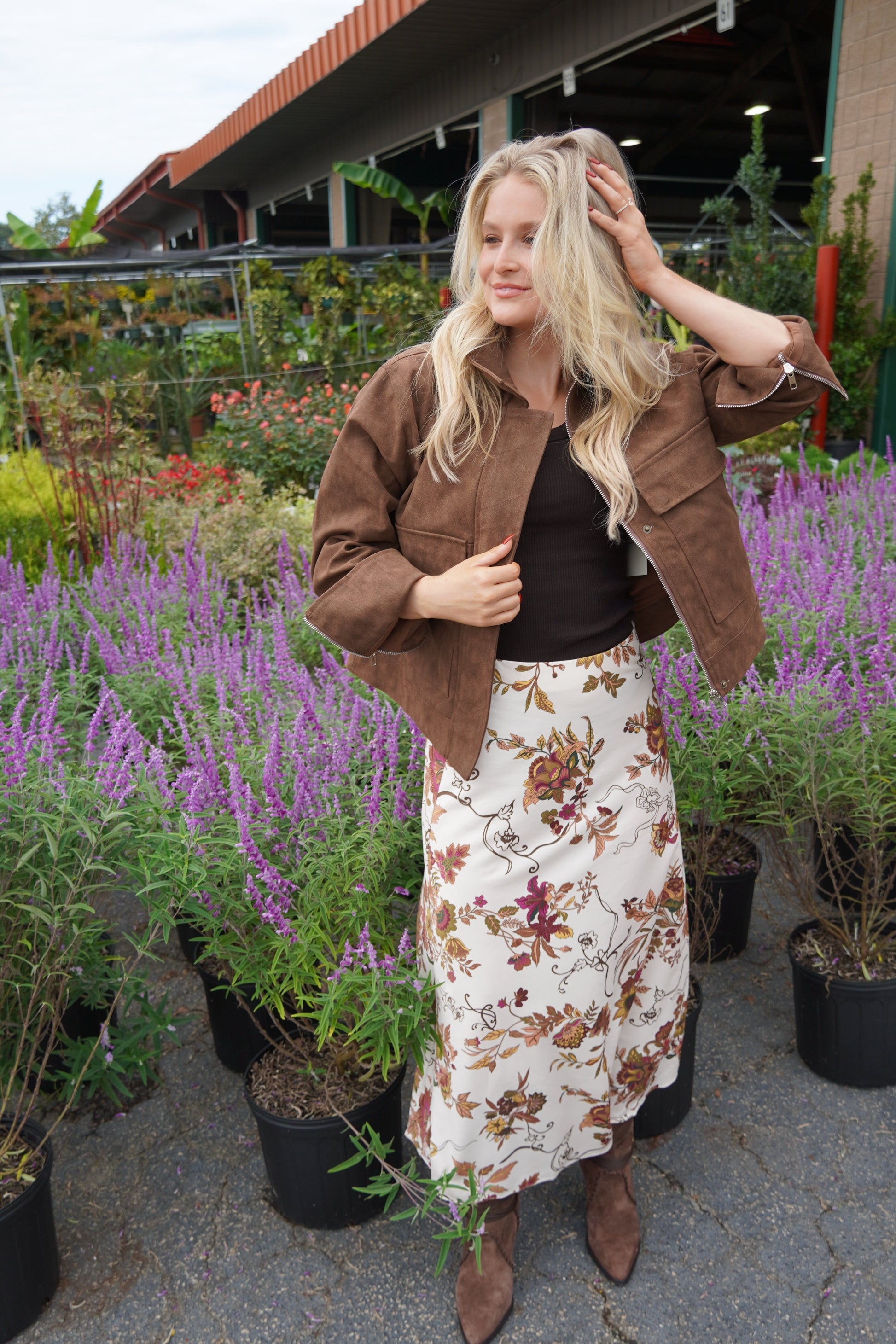 Eve Floral Printed Midi Skirt-Bottoms-Uniquities