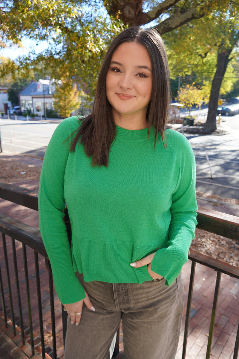 Raglan Crew With Side Slits-Sweaters-Uniquities