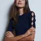 Rib Scallop Open Sleeve Crew-Tops/Blouses-Uniquities