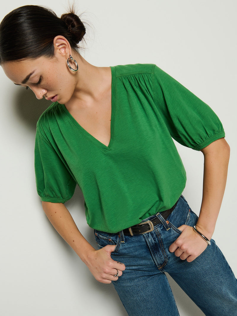 Edie Shirred Shoulder Top-Tops/Blouses-Uniquities