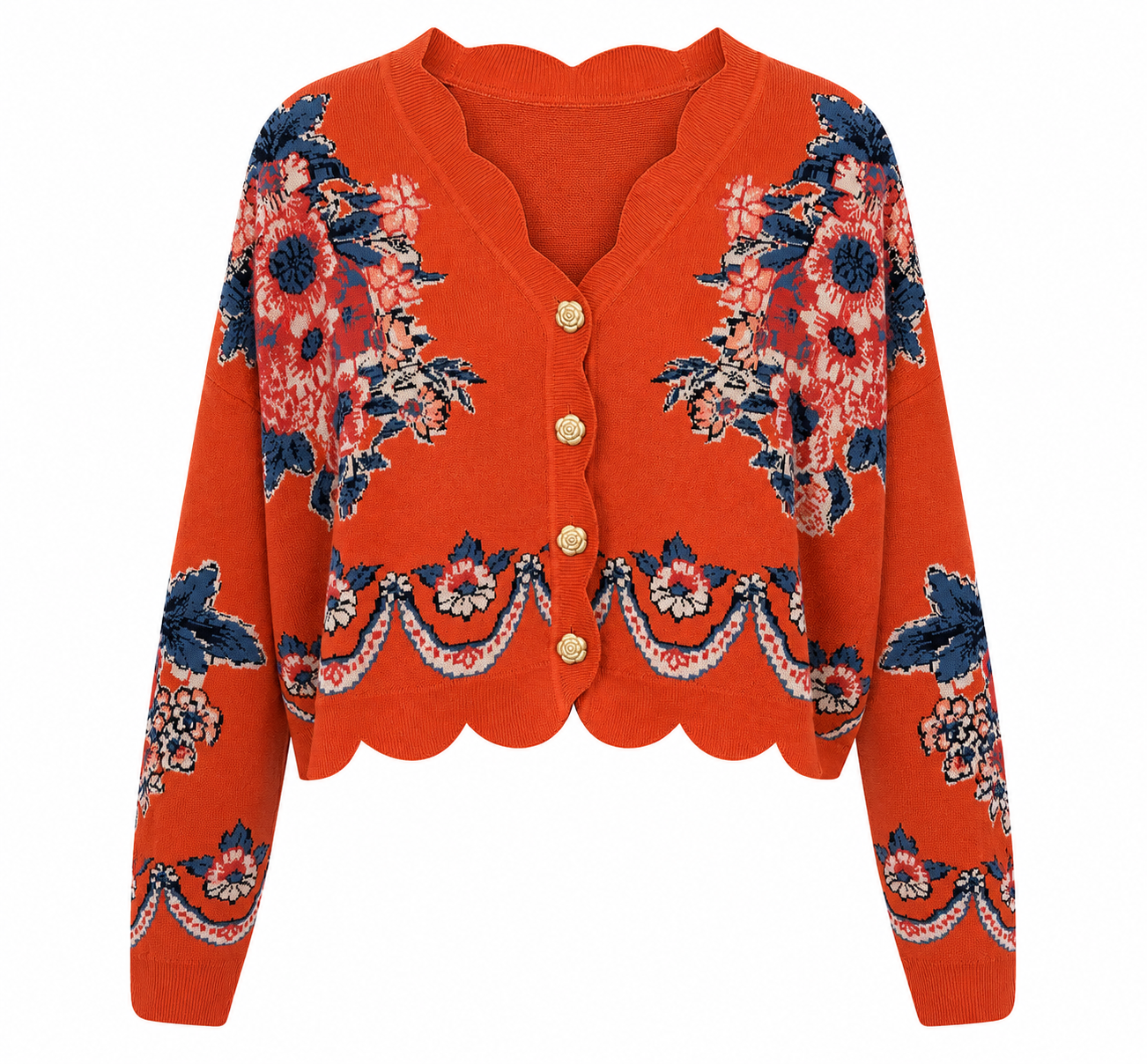 Victorian Floral Knit Cardigan