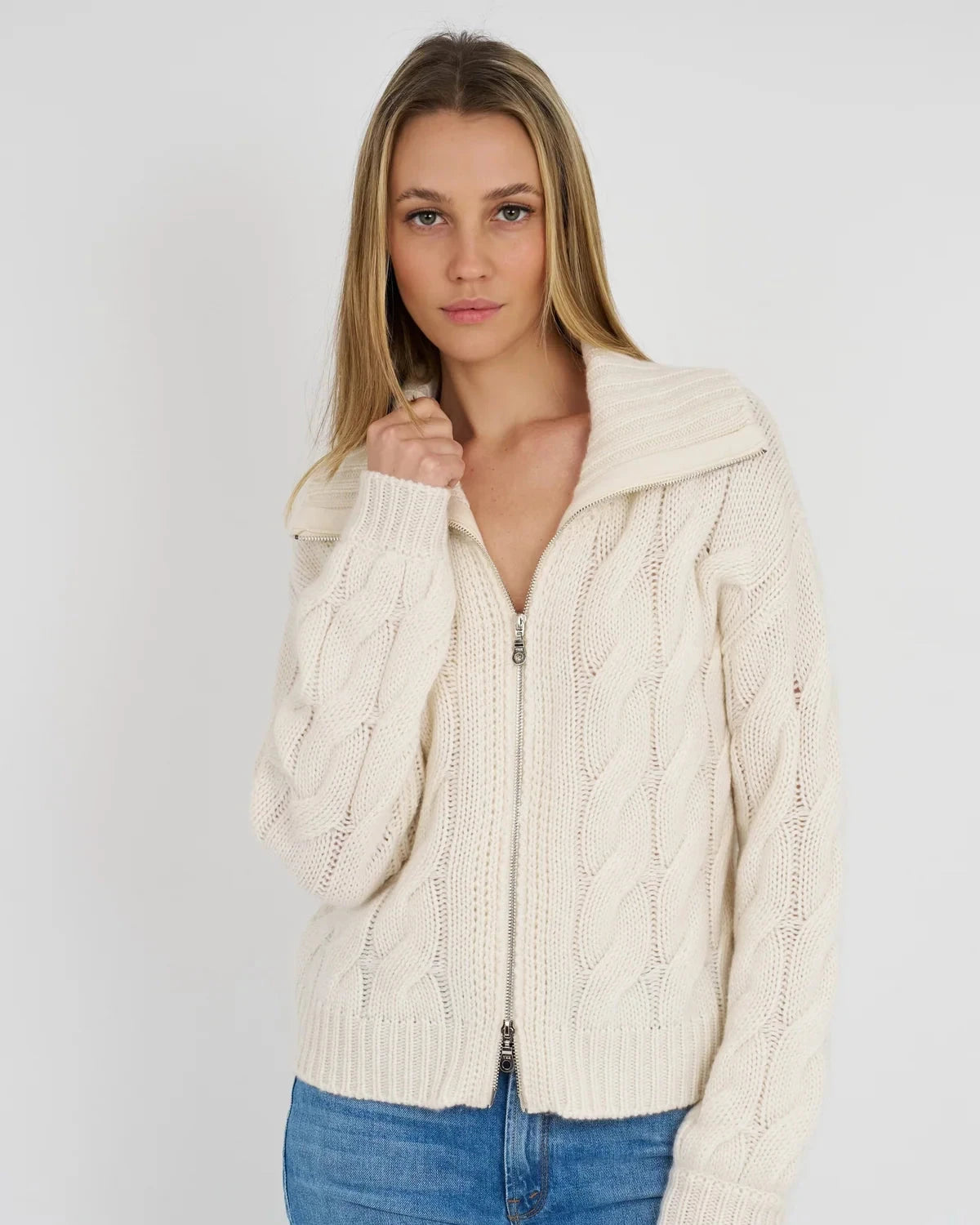 Callie Cashmere Zip Up Sweaters Archer Cashmere 
