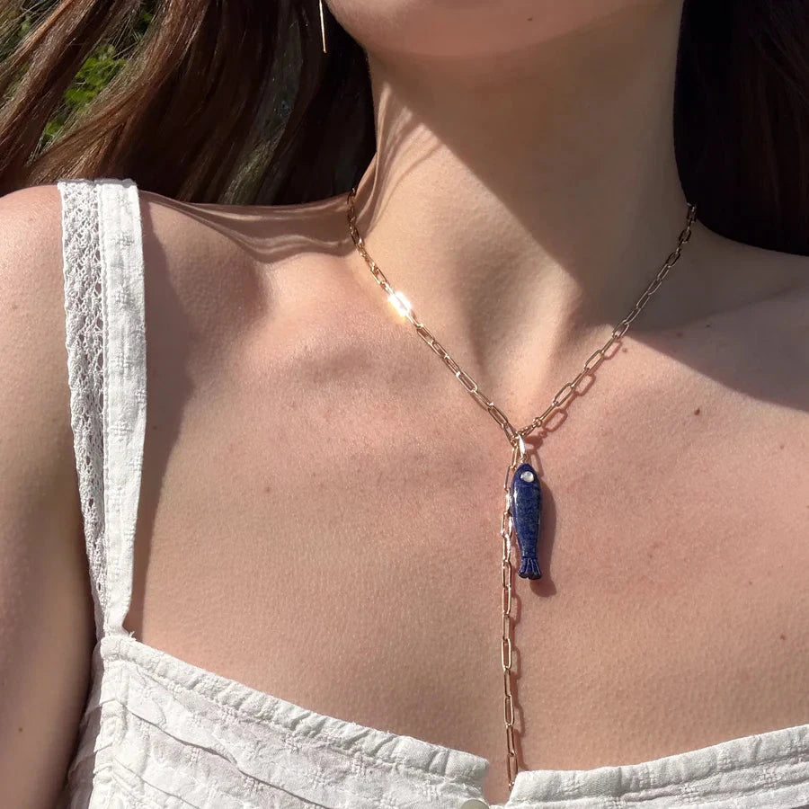 Fortuna Lapis Lariat Necklace-Jewelry-Uniquities