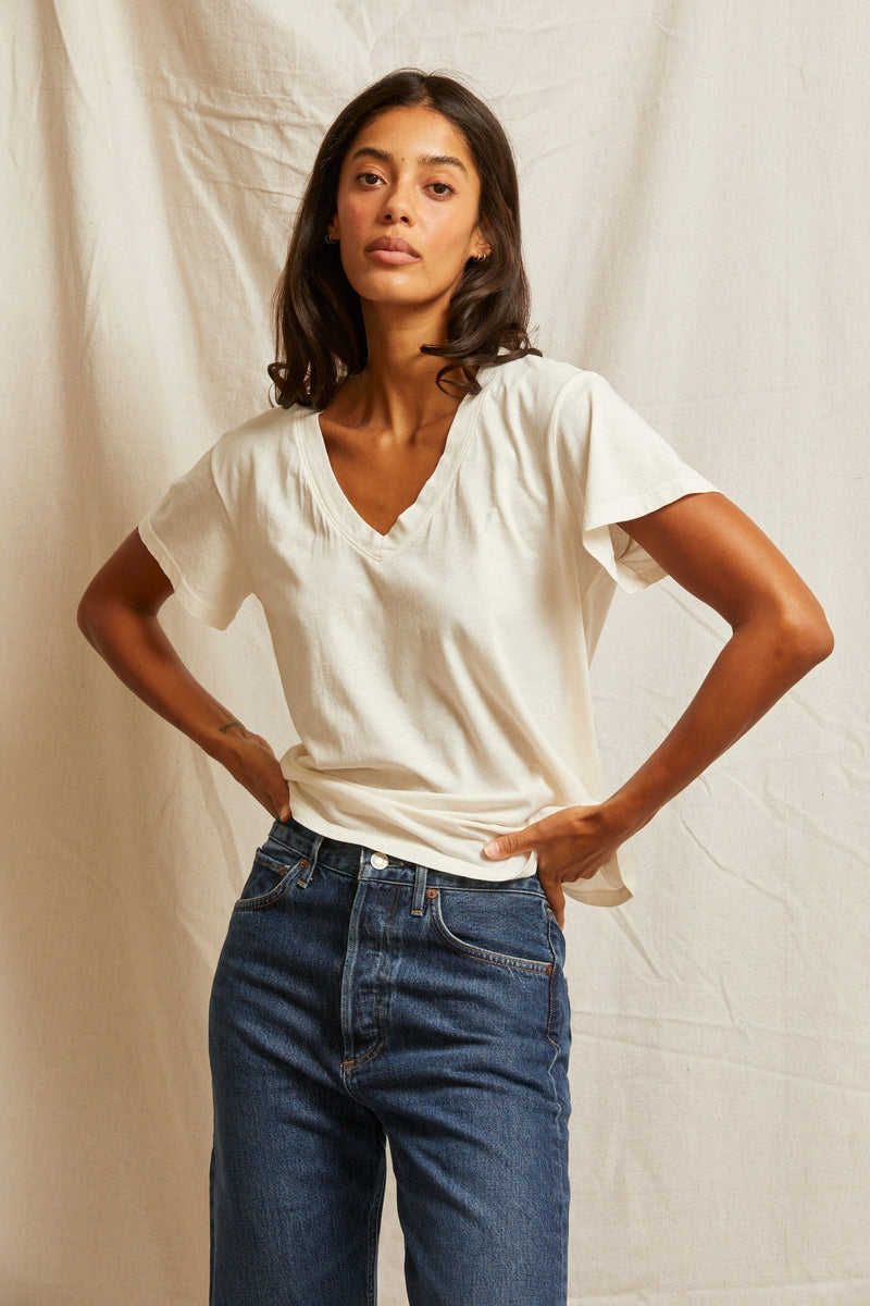 Hendrix Boxy V Neck Tee-Tee Shirts-Uniquities