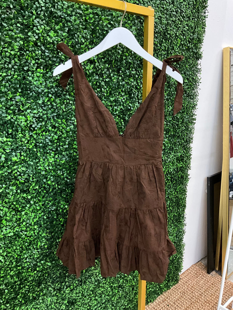 Tie Shoulder Mini Dress-Dresses-Uniquities