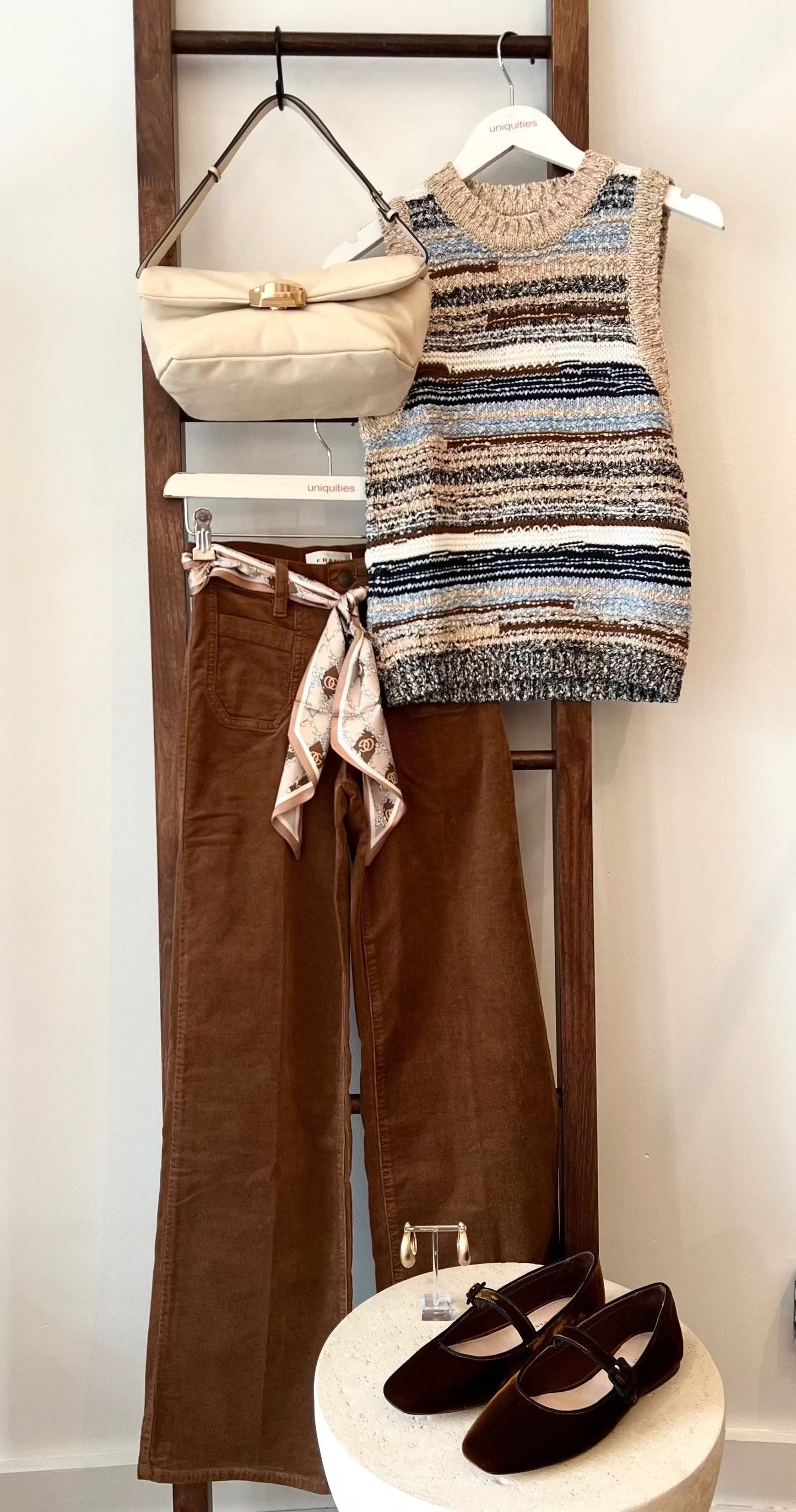 Skinny Silk Scarf Brown-Accessories-Uniquities